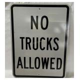 No Trucks Allowed Metal Street Sign