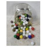 Ball Jar Full Of Vtg Marbles