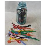 Ball Jar Full Of Vtg Swizzle Sticks