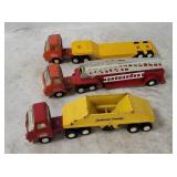 3 Vtg Tonka Small Trucks- Fire Engine, Bottom Dump