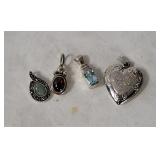 4 Sterling Pendants 8.2g - Heart Etc.