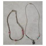2 Sterling Beaded Necklaces 14g