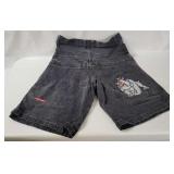 Jnco Embroidered Bulldog Baggy Jean Shorts Size 38