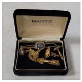 Vtg Masonic Cufflinks & Tie Bar