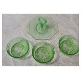 Vtg Depression Glass Small Bowls & Serving Tray