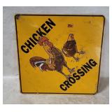 Chicken Crossing Metal Sign