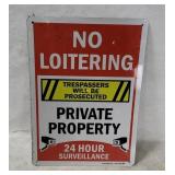 No Loitering Private Property Metal Sign