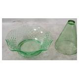 Green Depression Glass Bowl & Tumbler