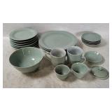 Vtg Chinese Celadon Ceramic Dinnerware