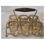 Mid-century Shot Glass Caddy Set