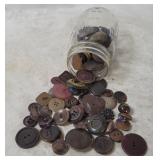 Ball Jar Full Of Vtg Buttons