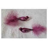 2 Blown Glass Bird Clip-on Ornaments