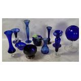 Assorted Cobalt Blue Glassware - Vases Etc.