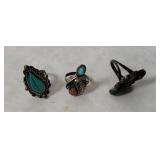 3 Rings W/ Stones, Appears Sterling 12.5g