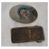 2 Belt Buckles - Horseshoe, Car Craft