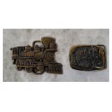 2 Vtg Locomotive Belt Buckles