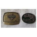 2 Vtg Belt Buckles - Handyman Club, Bass Fishing