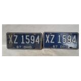Set Of 1967 Ohio License Plates