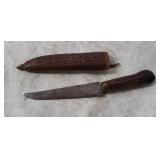 Vtg Knife W/ Wooden Sheath India