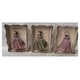 3 Florence Ceramics Victorian 3d Wall Plaques