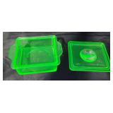 Vtg Hazel Atlas Uranium Glass Refigerator Dish