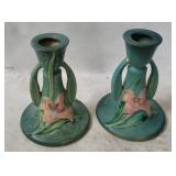 2 Vtg Roseville Zephyr Liliy Candle Holders