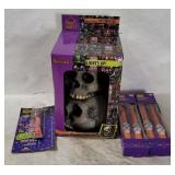 Halloween Candles, Light-up Skulls Decor