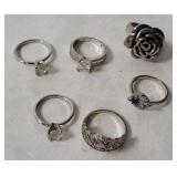 6 Sterling Rings 20.3g