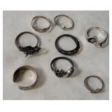 8 Sterling Rings 21.8g