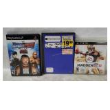3 Ps2/3 Games - Smack Down Vs Raw, Madden, Ty