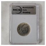 1915-d Barber U S Silver Quarter Ncg Graded Ms67