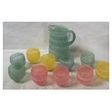 Vtg Spaghetti String Pitcher & Glasses Set