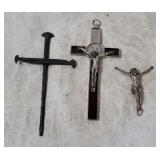 2 Vintage Metal  Crucifixes