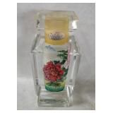 Reverse Painted Floral Crystal Vase