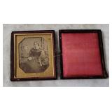 Antique Photo Of Woman/ Children In Case