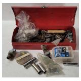 Metal Tool Box W/ Hardware, Sockets Etc.