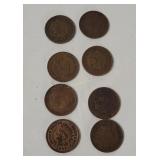 8 U S Indian Head Pennies