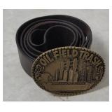 Vtg Belt W/ Oil Field Trash Buckle