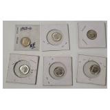 6 Roosevelt Silver Dimes 1960-1964