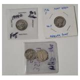 4 Mercury Silver Dimes 1916-1945