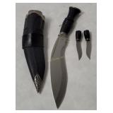 New Gurkha Kukri Knife 3pc Set W/ Sheath