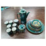 Chinese Green Porcelain Gilt Tea Set