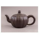 Chinese Yixing Zisha Dark Brown Teapot w/ Mark