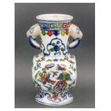 Chinese Wucai Square Porcelain Vase Xuande Mark