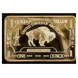 1 Troy Ounce 100 Mills Gold Buffalo Bullion Bar