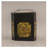18c Tibetan Wood Carved Medicine Box