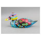 Canadian Wood Carved Duck Norval Morrisseau Style