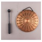 Vintage Atomic Copper Dinner Gong with/ Mallet