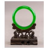 Chinese Green Hardstone Carved Bangle