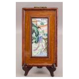 Chinese Wooden Framed Porcelain Plaque